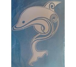Hotfix Delfin weiss + 50 Strasssteine sky blue 2mm